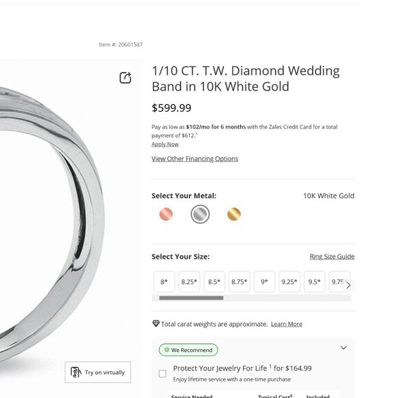 1/10 CT. T.W. Diamond Wedding Band in 10K White Gold US 7 Anniversary Engagement - Picture 3 of 8